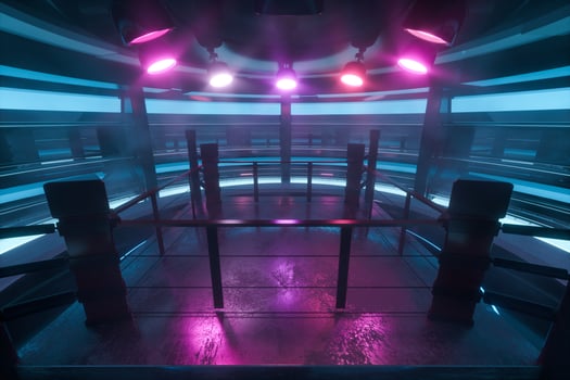 The arena in a dark room, 3d rendering. photo