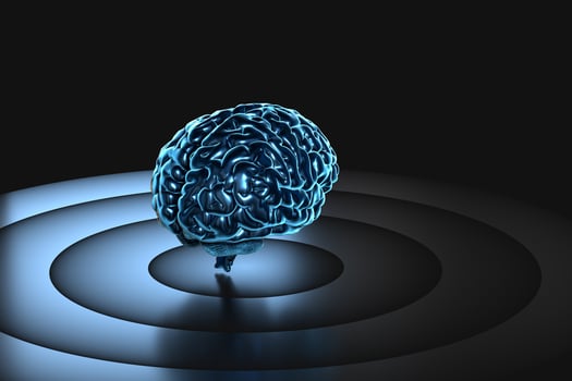 Brain and dark background, 3d rendering. photo