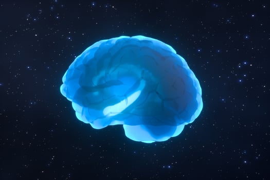 Brain and dark background, 3d rendering. photo