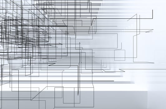 Bright and empty room with technological lines, 3d rendering. photo