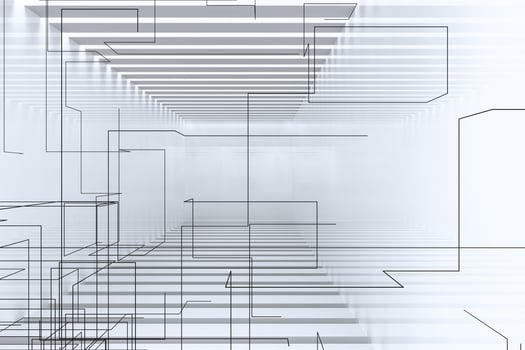 Bright and empty room with technological lines, 3d rendering. photo