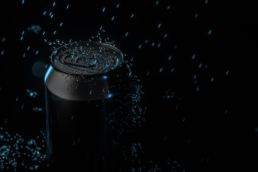 The rain drops fell on cans, cans with dark background, 3d rendering. photo