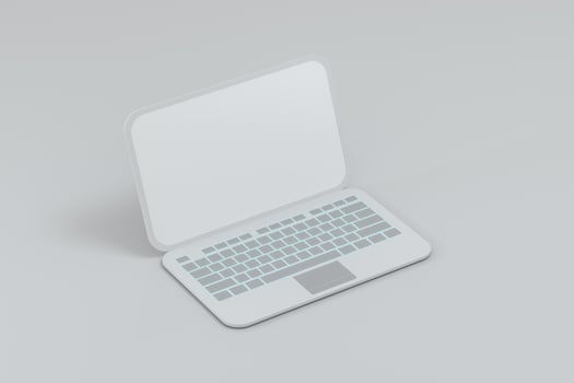 Laptop with white background, technological concept, 3d rendering. photo