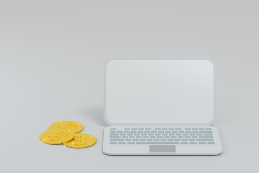 Laptop with white background, technological concept, 3d rendering. photo