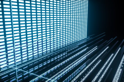 Fluorescent background, geometry of data, 3d rendering. photo