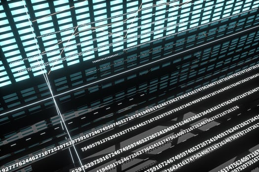 Fluorescent background, geometry of data, 3d rendering. photo