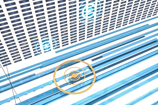 Fluorescent background, geometry of data, 3d rendering. photo