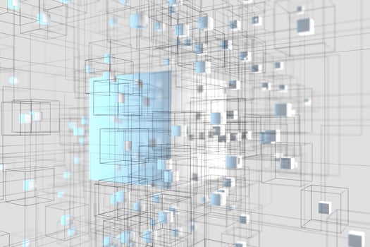 Technology background make up with cubes and lines, 3d rendering. photo
