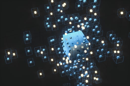 Technology background make up with cubes and lines, 3d rendering. photo