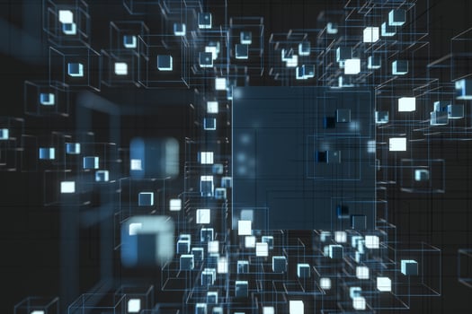 Technology background make up with cubes and lines, 3d rendering. photo
