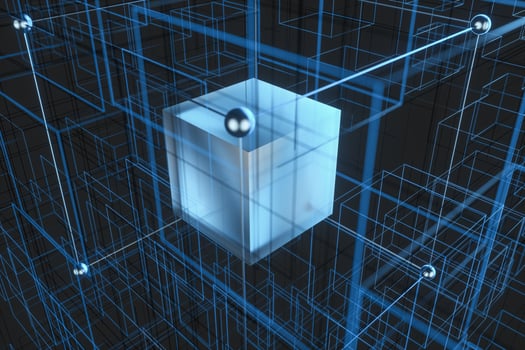 Technology background make up with cubes and lines, 3d rendering. photo