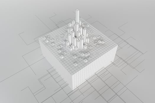 Cubes and lines with white background, 3d rendering. photo