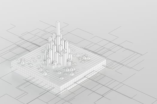 Cubes and lines with white background, 3d rendering. photo