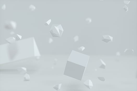 Broken geometry with white background, 3d rendering. photo