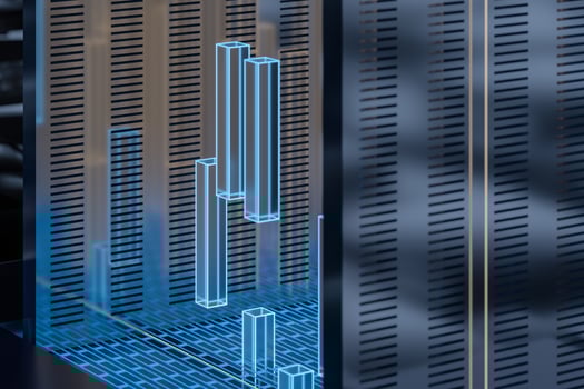Blue and golden cube with glass material, 3d rendering. photo