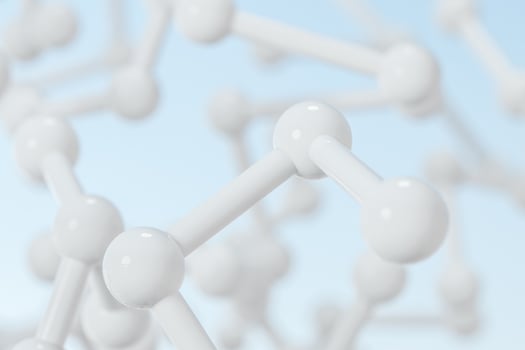 Connected spheres with blue background, 3d rendering. photo
