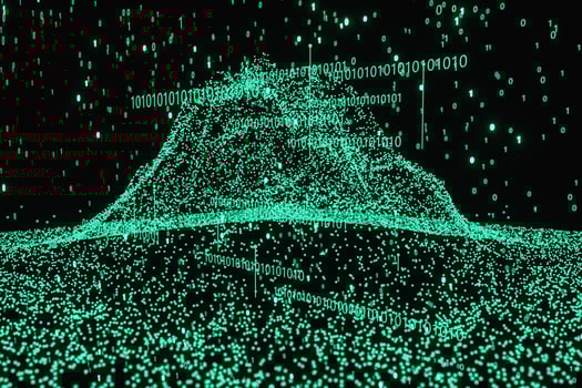Glowing binary digit with dark background, 3d rendering photo