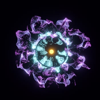 Abstract glowing particles with brilliant light, 3d rendering. photo