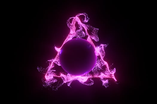 Abstract glowing particles with brilliant light, 3d rendering. photo