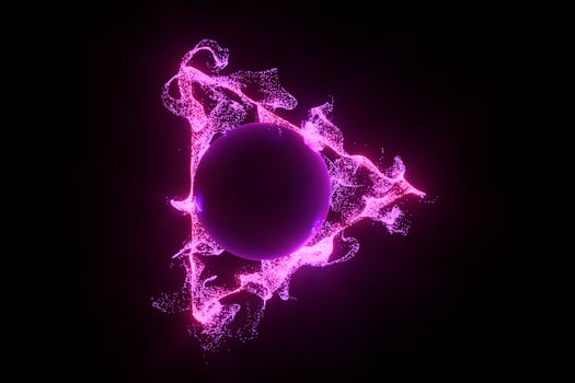 Abstract glowing particles with brilliant light, 3d rendering. photo