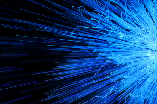 Blue glowing radial lines, magical lines, 3d rendering. photo