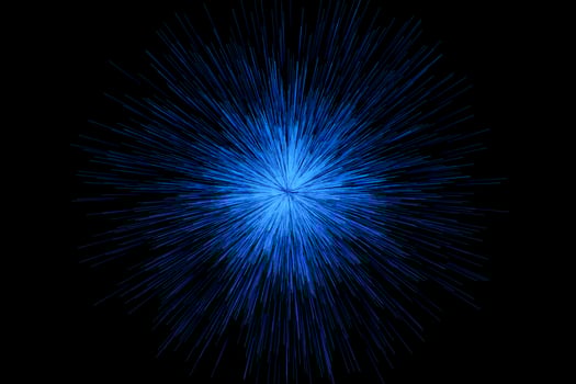 Blue glowing radial lines, magical lines, 3d rendering. photo