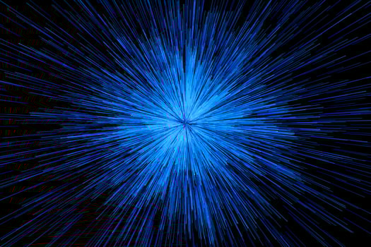 Blue glowing radial lines, magical lines, 3d rendering. photo