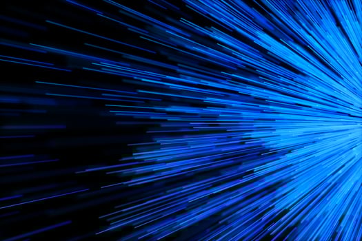 Blue glowing radial lines, magical lines, 3d rendering. photo