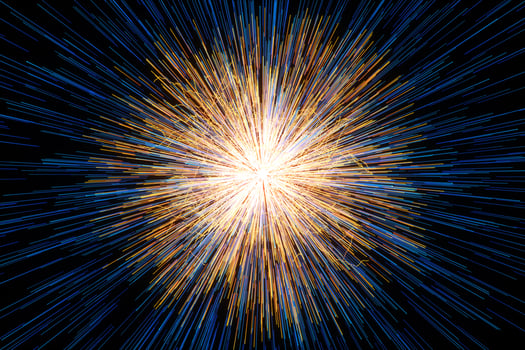 Golden glowing radial lines, magical lines, 3d rendering. photo