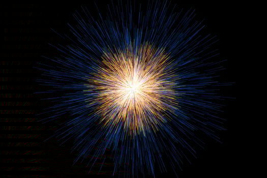 Golden glowing radial lines, magical lines, 3d rendering. photo