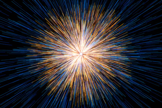 Golden glowing radial lines, magical lines, 3d rendering. photo