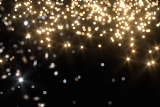 Floating specks of light on black background, 3d rendering. photo