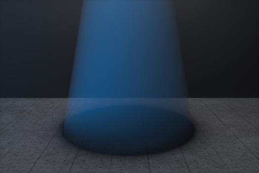 The dark room and the light beam from the top, 3d rendering. photo
