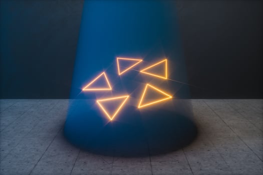 The dark room and the light beam from the top, 3d rendering. photo