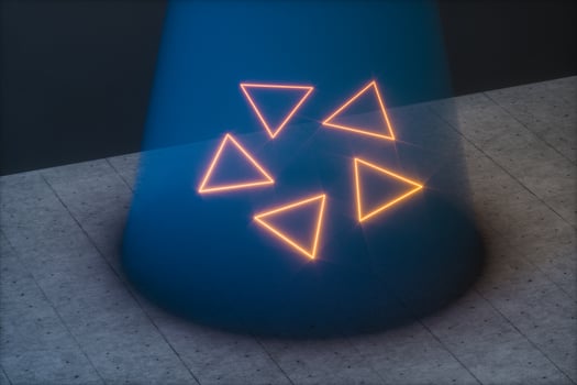 The dark room and the light beam from the top, 3d rendering. photo