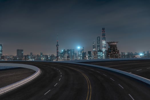 Asphalt road and urban building of Shanghai, driveway and road. photo