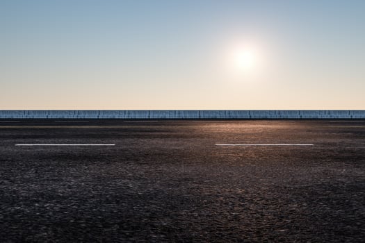 The empty Asphalt road and daylight sky and sunshine. photo