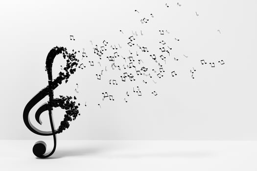 Black music notes with white background, 3d rendering. photo