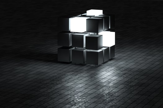 3d rendering, creative cubes with sense of science and technology photo
