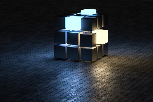 3d rendering, creative cubes with sense of science and technology photo