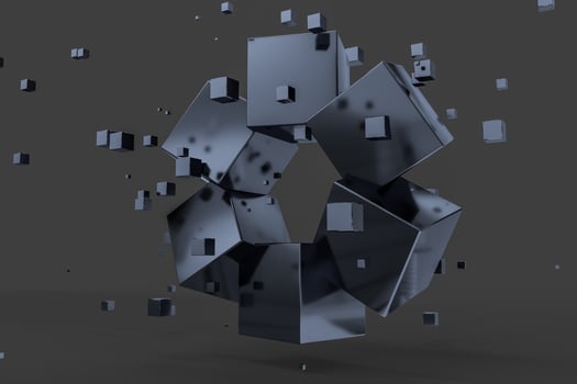 3d rendering, creative cubes with sense of science and technology photo