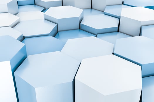 3d rendering, white hexagon cubes. photo