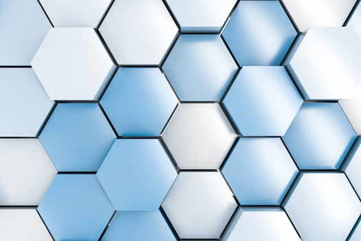 3d rendering, white hexagon cubes. photo