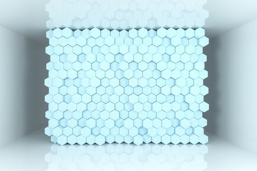 3d rendering, cyan hexagon cubes. photo