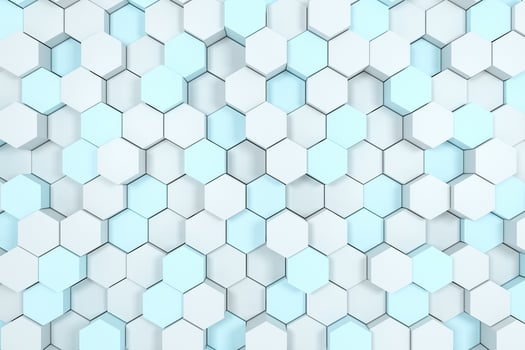 3d rendering, white hexagon cubes. photo
