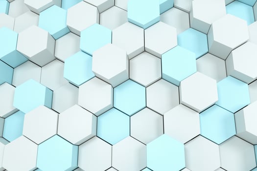 3d rendering, white hexagon cubes. photo