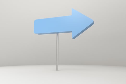 3d rendering, 3d model of arrow, the concept of development and direction photo