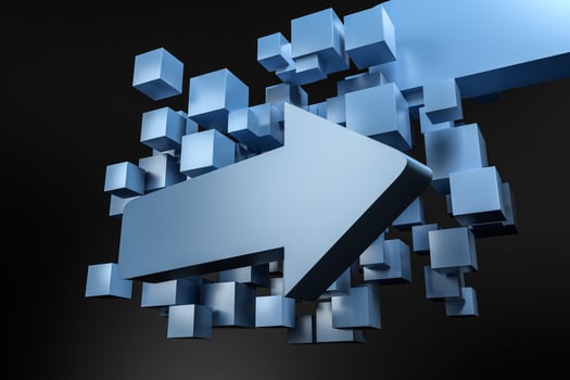 3d rendering, 3d model of arrow, the concept of development and direction photo
