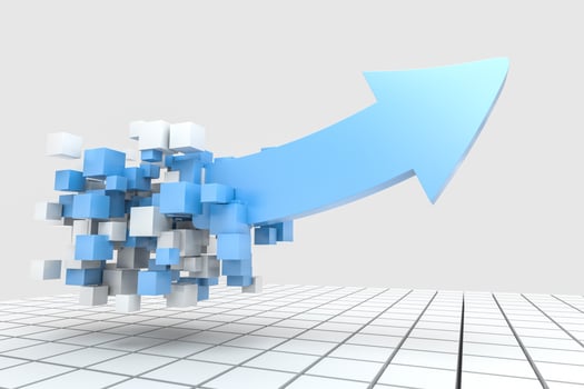 3d rendering, 3d model of arrow, the concept of development and direction photo