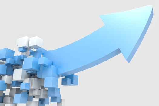 3d rendering, 3d model of arrow, the concept of development and direction photo
